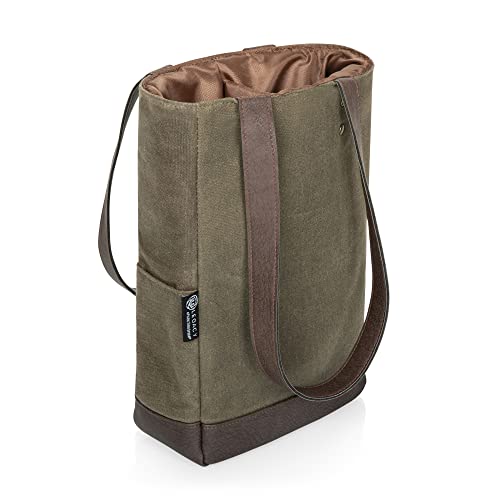 Legacy – uma marca Picnic Time, bolsa de vinho com isolamento de 2 garrafas, sacola de vinho de lona encerada envelhecida, bolsa de presente de vinho