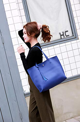 Image of Dreubea Women's Soft Faux Leather Tote Shoulder Bag from, Big Capacity Tassel Handbag