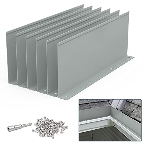 Pearwow Gutter Valley Splash Guard,Aluminum Rain Diverter Roofing Gutter Splash Guards for Valley,Corner or Straight,10 Inch Each (6 Pcs Grey)