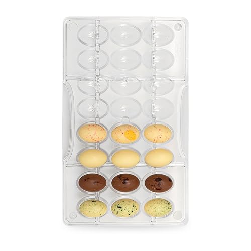 DECORA, 0050048 Moule à œufs en chocolat en polycarbonate, 24 cavités, 24 x 17 mm, Idéal pour préparer des chocolats brillants et croustillants, avec poignée...