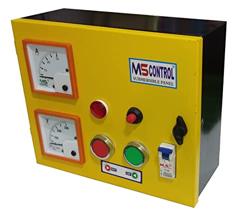 Image of MS CONTROL 1 HP Automatic Control Panel for Water Filled Submersible Pump /Motor Starter for Water Filled Heavy Duty Submersible Pump Submersible Water Pump (Yellow & Black)