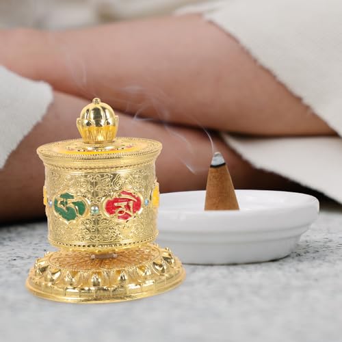 Rueda de oración tibetana CVUTOVO de latón dorado para interior de coche 5