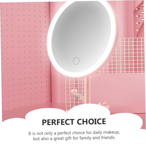 Espejo para maquillaje portátil con luz LED rosa miniatura 3