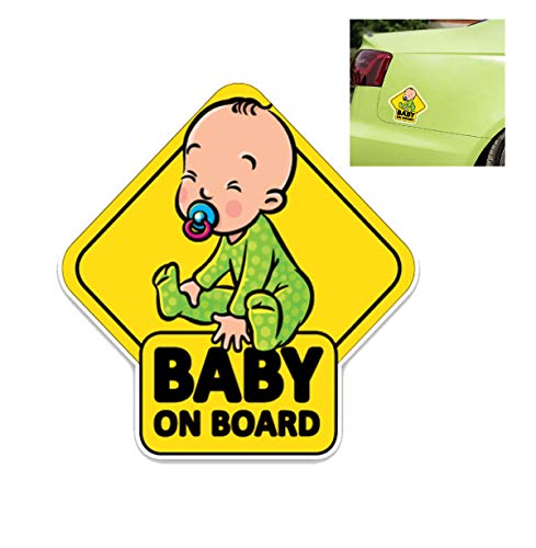Image of Futaba Cartoon inchBABY ON BOARD inch Car Sticker- Yellow