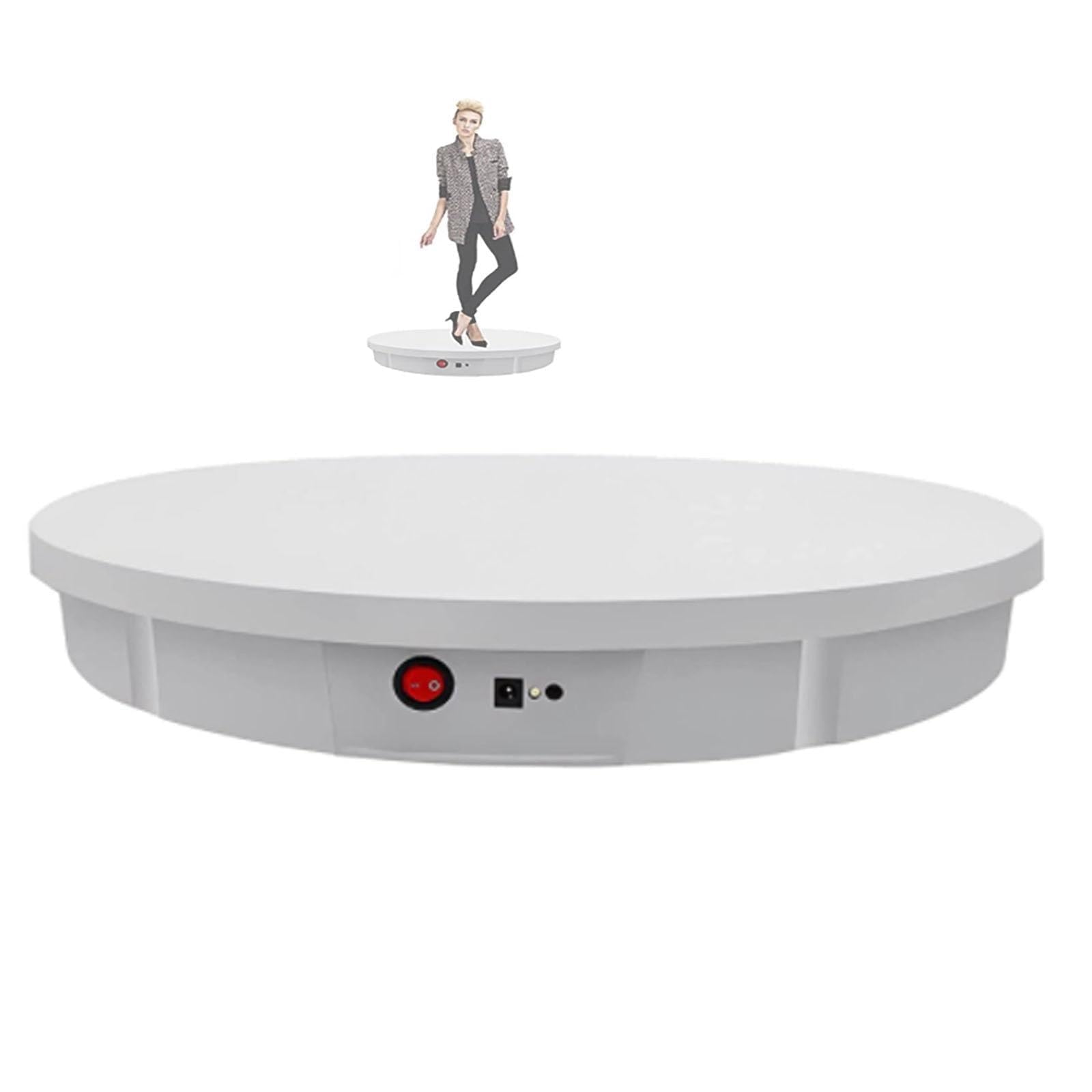 LLBMmm 30/42/52/60 Cm Motorized Display Turntable, 45/ 90°/180° Rotating, Low Noise: 40- 50 Db, Load 220 LB/100 Kg, with 5 Color Background Board, for Showcases, Event, Party ,30cm,White