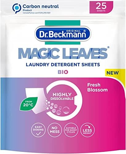 Dr. Beckmann MAGIC LEAVES Laundry Detergent Sheets BIO | Convenient and pre-dosed laundry detergent sheets | Dissolvable climate neutral and easy to use | 25 sheets