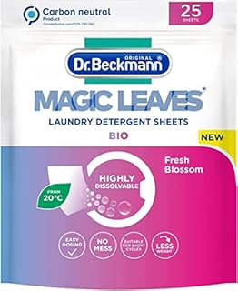 Dr. Beckmann MAGIC LEAVES Laundry Detergent Sheets BIO | Convenient and pre-dosed laundry detergent sheets | Dissolvable climate neutral and easy to use | 25 sheets