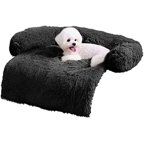 HACHIKITTY Dog Sofa Bed Mat Cover Soft Plush, Couch Cover for Dogs Dog Mat for Furniture Protector Pet Sofa Mat for Dogs, Dog Furniture Bed Sofa Cushion Washable Dogs Bed Mats (Medium Black) Cover