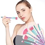CONJUNTO DE CEPILLOS MÁGICOS Y PROFESIONALES: 7 piezas de la serie Mermaid, cristal brillante brillante, arenas movedizas líquidas, juego de brochas de maquillaje con bolsa de cristal. Pinceles de maquillaje profesionales de tamaño estándar, que incluyen 7 pinceles de maquillaje precisos.
