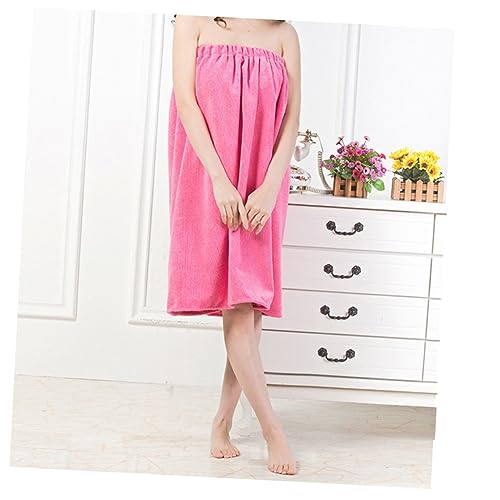 Beatifufu 70x140cm Dry Hair Hat Bath Skirt Set Soft Fabric Quick Absorbent Hair Wrap Towel (Rosy)