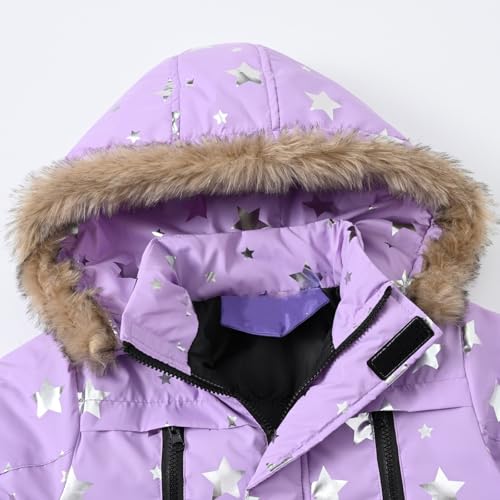 Girls Winter Coat Insulated Parka Jacket with Detachable Hood Ski Snow Jacket Kids Polka Dots Thicken 2t Swim Trunks3