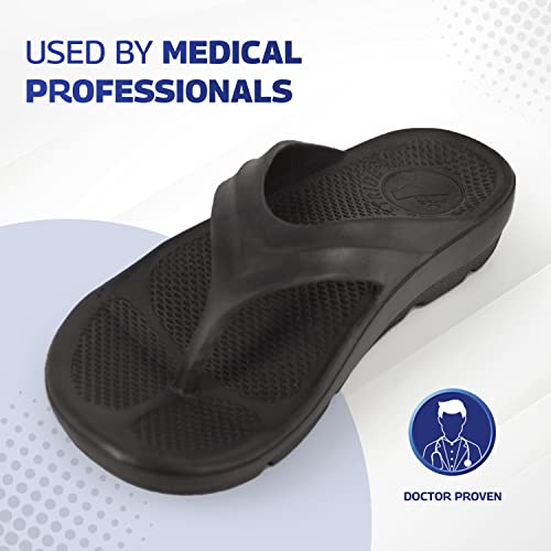 Pure Stride Therapeutic Flip Flops, Orthotic Thong Sandals for Plantar Fasciitis, Metatarsal and Heel Spurs, Feet Pain Relief and Arch Support - Black, Men’s Size 114