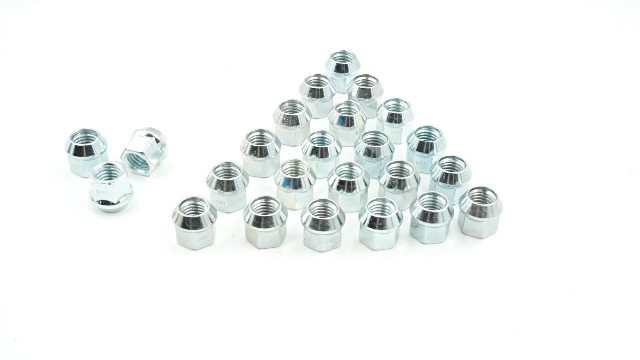 Image of 14mmx2 Open Lug Nuts for 6-Lug Wheels Compatible with Ford F150, Expedition 2000-2014, Ford Excursion, Lobo, Transit, Lincoln - 24pcs M14x2 Zinc Aftermarket Open End Tuner Lug Nuts