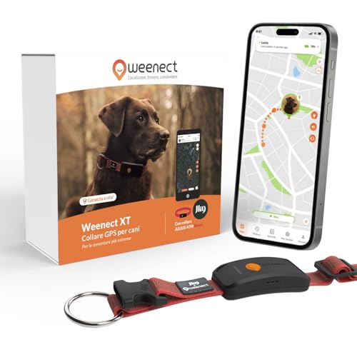 Weenect Dog XT - NUOVO Collare GPS per Cani | Antenna XL | Impermeabile | Collare rosso ultra-resistente integrato Julius-K9 | Garanzia a vita | Abbonamento richiesto
