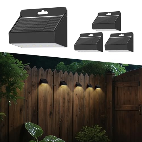 Smiling Shark ソーラーライト WL07【2025最新・小型・IP65防水】屋外 高輝度 明暗センサー 高精度感知 暖色 雰囲気光 小型 飾り用 夜間自動点灯 自動充電 太陽光発電 電気代0円 8時間連続点灯 耐久性 長寿命LED 両面テープ付き 取付簡単 壁掛け/芝生/玄関/庭/車道/歩道に最適 ガーデンライト デッキライト 日本語取扱説明書 4個入