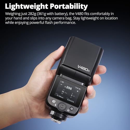 Image of Godox V480 F TTL Flash for Fujifilm, V480F GN50 High Output TTL Speedlite