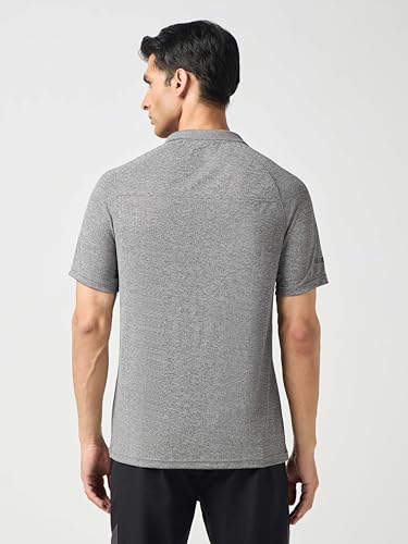 Image of TECHNOSPORT Men's 100% Polyester Slim Fit Self-Design Half Sleeve Polo T-Shirt with Double Cool, SPF50+ Properties for Gym, Workout 7 Regular Use