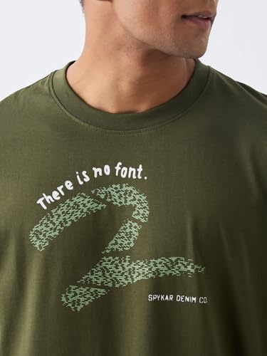 Image of Spykar Men's Oversized Round Neck Half Sleeve Solid Casual T-Shirt