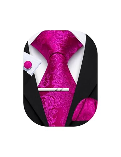 Image of YOHOWA Mens Ties Set Wedding Paisley Neckties with Handkerchief Cufflinks Formal Business