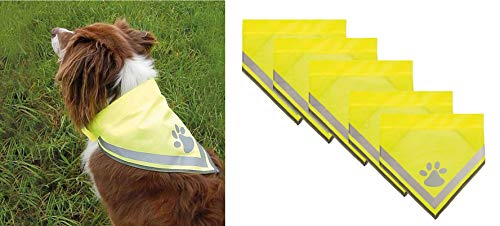 4business 5 Stück Hundehalstuch gelb in 3 Größen S - L Klettverschluss Reflexelemente Dreieckstuch Bandana 5er Set (L) Cover
