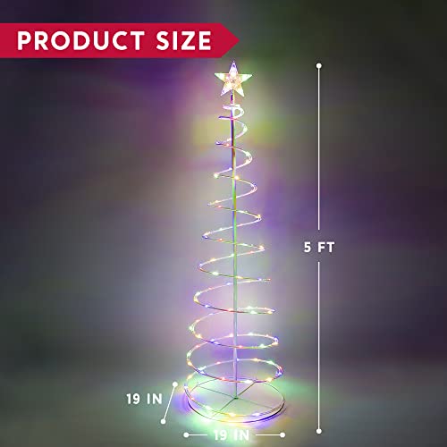 Joiedomi 5Ft Christmas Spiral Tree Yard Light Decorations 100 Pre-Lit Led Multicolor Lights With Metal Stakes For Indoor Outdoor Garden Holiday Décor, Christmas Event, Christmas Eve Night Décor #TOP5