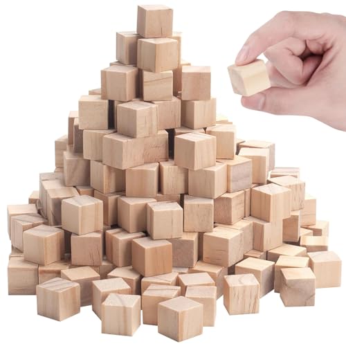 200 St&uuml;ck Holzw&uuml;rfel 20mm Holzkl&ouml;tzchen zum Basteln, Blanko Holzkl&ouml;tzchen Natur Holzkl&ouml;tze Holzblock Holz Quadrat Holzklotz Bastelholz Kl&ouml;tzchen f&uuml;r DIY Basteln Malen Handwerk Dekoration