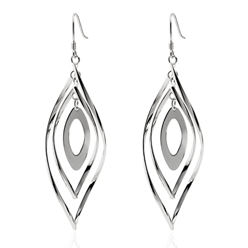 Meissa Boucles d'oreilles pendantes argent femmes Boucles d'oreilles géométriques Longues boucles d'oreilles or cadeau bijoux fantaisie (Argent)