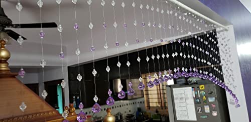 Image of K9L 10 String, Acrylic Bead and Drops, String Hanging Crystal Curtain (10 String Suitable to 2.5 to 3 Feet Width) (Purple)