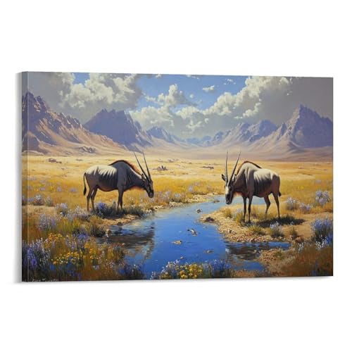 Moutons mongols peinture tableau décoration salon et bureau