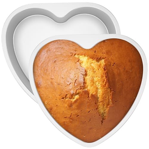 KTCINA 2 Pcs Heart Shaped Cake Pan Set, 10 Inch Aluminum Cake Pans Heart Cake Tin Baking Cake Mold Non-Stick Cake Baking Pan Cake Mould for Baking Wedding Birthday Christmas Party