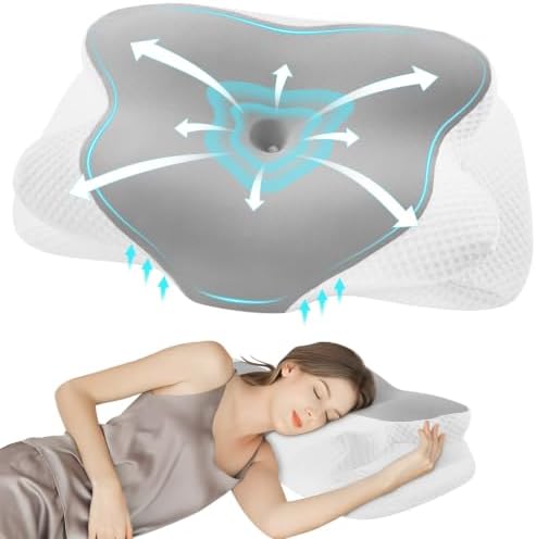 DONAMA Nackenkissen Memory Foam, Ergonomisches Kopfkissen, 6-Zonen | Mit Armauflage, 2 Höhen, kuehlend & atmungsaktiv. Bezug abnehmbar & waschbar. Fuer Seiten- und Bauchschlaeger.