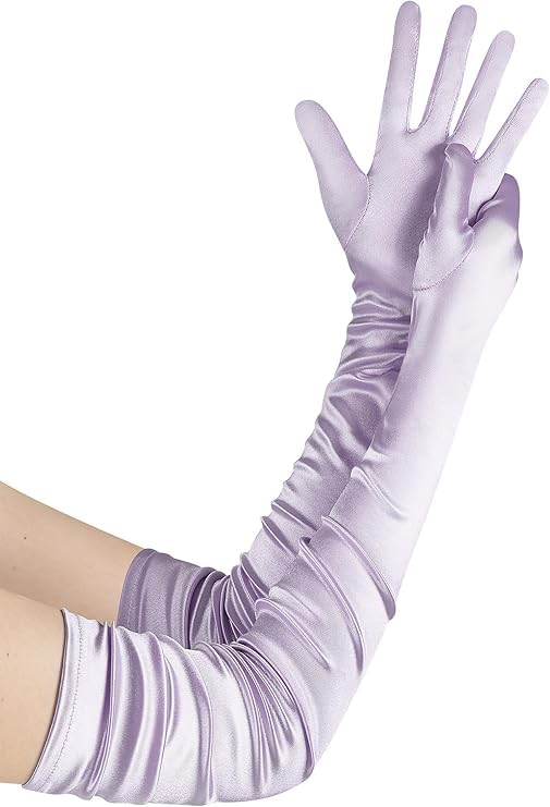 BABEYOND Satin Handschuhe für Damen Ellbogenhandschuhe Flapper Handschuhe 1920er Accessoires für Great Gatsby-Partys Opernbesuche Bälle Geburtstagsfeiern Helllila