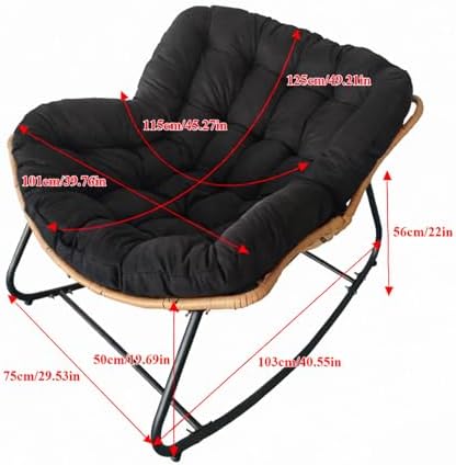 Large Wicker Outdoor Rocking Chair - Comfortable Egg Lounge Chair for Bedroom, Living Room, Porch, and Garden - Stylish & Durable Patio Furniture