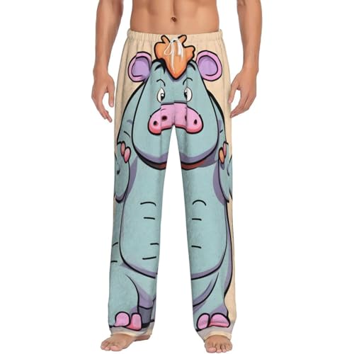 Pantalon de pyjama homme en micropolaire imprimé hippopotame avec poches