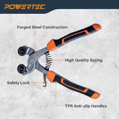 Image of POWERTEC Wheeled Tile Nippers for Glass, Ceramic, Porcelain, and Mosaic - Ergonomic Soft Grip, Heavy Duty 22mm Tungsten Carbide Scoring Wheels Cuts and Trim Tile Up to 1 /4 inch (71901) 1 Pack