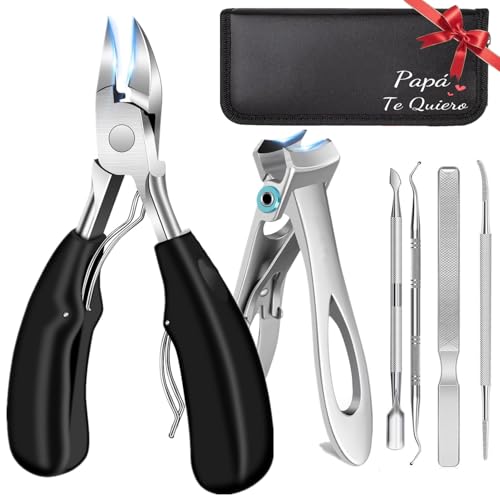 Regalo para Papá - Kit Profesional de Cortaúñas para Uñas Gruesas y Encarnadas, Set de Pedicura de Acero Inoxidable con Estuche, Tijeras Podológicas Ultra Afiladas, Ideal para Navidad