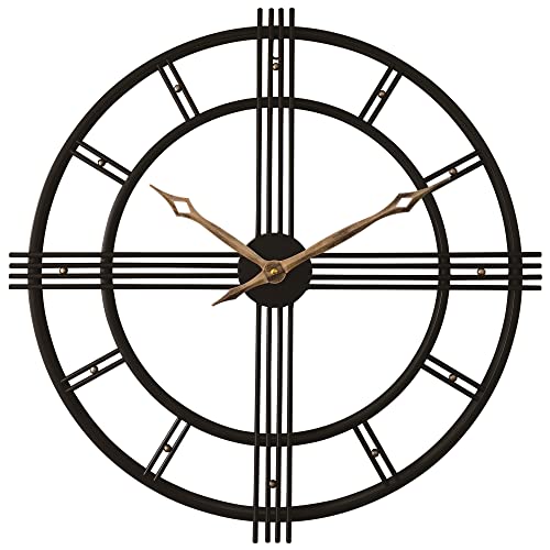 24 Inch Large Wall Clock Steampunk Big Decorative Metal Clocks For Living Room Decor,Beading Dial,Rust Distressed Thick Frame,Battery Operated #TOP14