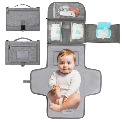 Image of Gardenpick Portable Diaper Changing Pad – Travel Changing Pad for Baby – Diaper Changing Station with Pockets for Baby Essentials – Foldable Baby Diaper Changing Mat