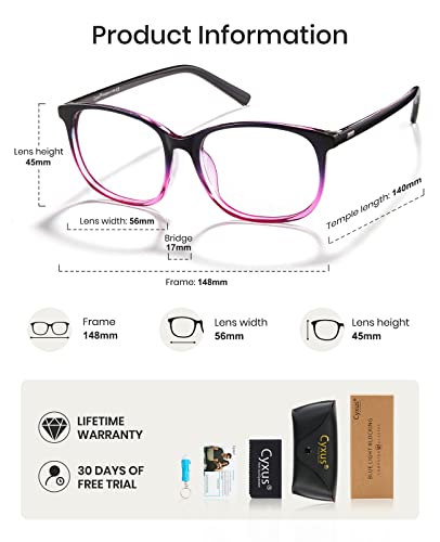 Image of Cyxus Blue Light Blocking Glasses Women Men Computer Gaming Square Glasses UV400 Protection Anti Eyestrain T47