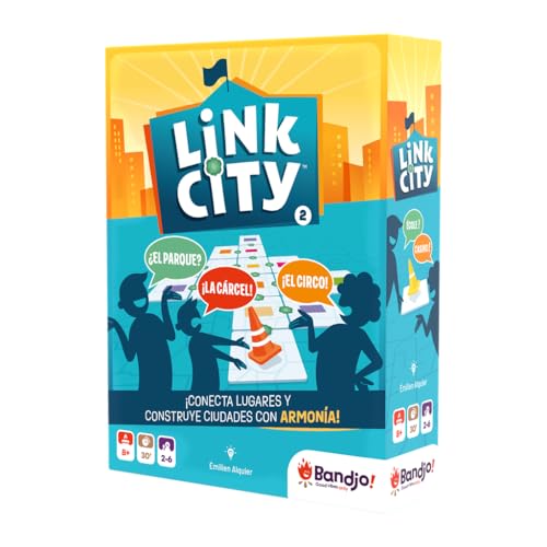 Asmodee Link City, Juego de Mesa, A Partir de 8 Años, De 2 a 6 Jugadores, 30 Minutos por Partida, Español