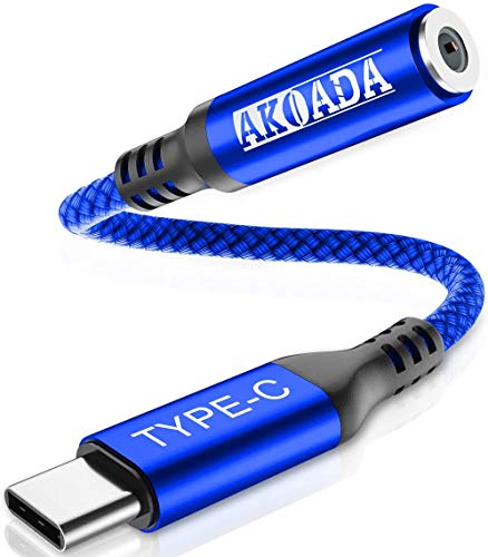 USB C auf 3.5mm Kopfhörer Adapter,AkoaDa USB C auf Klinken Headset Audio Adapter für Aux,Stereo, Headset, MacBook,Samsung S21/S20/S20 Plus/Note 10/A80,iPad Pro,Huawei P30 Pro/P20/P20 Pro usw(Blau) Cover