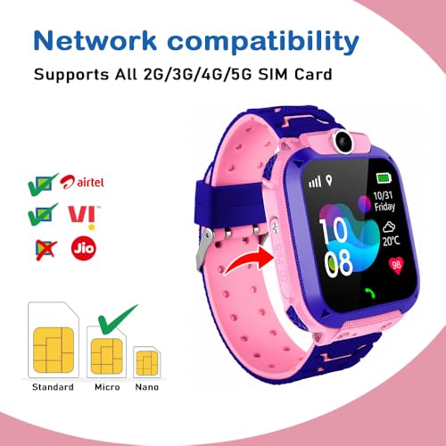Image of SeTracker M1 Kids Smartwatch for Boys & Girls | Calling Smart Watch for Kids | 2-Way Calling, SOS & Safe Zone Alert, Location Tracker, Camera, Voice Chat, App Control | 4G /5G SIM Supported | (Pink)