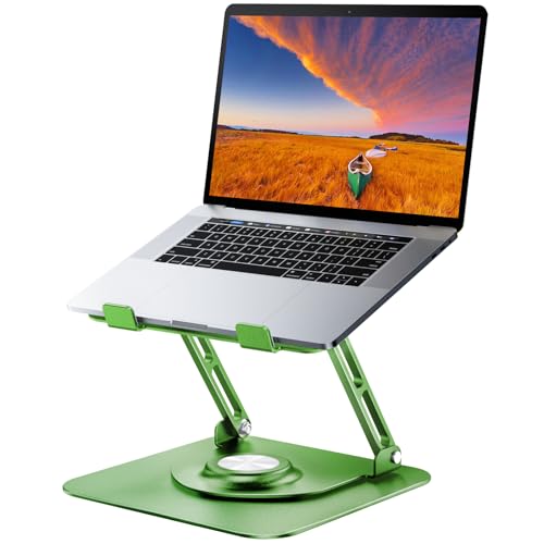 Laptop Stand for Desk, Adjustable Computer Stand with 360° Rotating Base, Ergonomic Laptop Riser for Collaborative Work, Foldable & Portable Laptop Stand, fits for All 10-16" Laptops