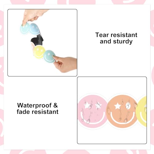 Image of Whaline 24 Pcs Preppy Happy Face Magnetic Bulletin Board Border Pastel Color Smile Face Magnetic Strips Border Trim for Silly Goose Back to School Office Classroom Decor