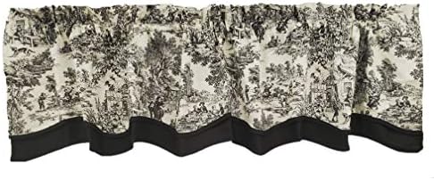 Classic Victorian Toile 70Wx15L Bradford Valance-Black