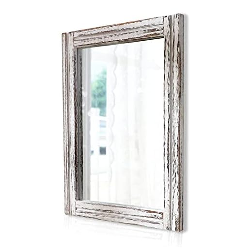 AAZZKANG Espejo de madera con marco rústico espejo de pared rectangular decorativo granja dormitorio baño colgante espejo hogar decoración pared