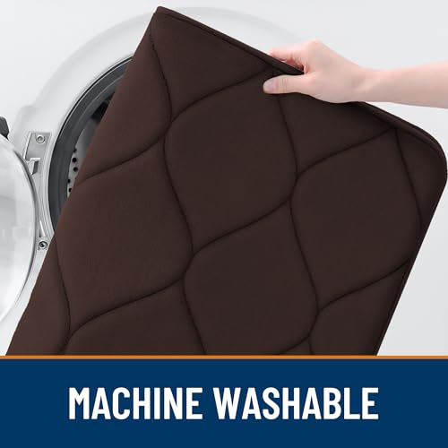 Image of Smiry Memory Foam Bath Mat 30x20, Ultra Soft Absorbent Bathroom Rugs | Brown, Plush Quick Dry and Machine Washable Cushion Bath Mats for Bathroom, Shower, Tub & Home Decor