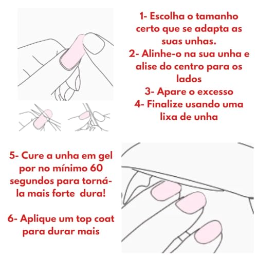 Unha em Gel Adesivo Pronta Semi Curada Esmalte Autocolante Fácil Aplicação Nail Design Tiktok (Carte