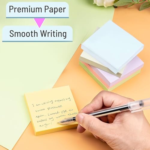 Image of Sticky Notes 400 Sheets Cube (4 Colors x 100 Sheets Each) Aesthetic Sticky Notes for Office, Study, School and Home, Repositionable Notes for Reminders, Planning and Journaling