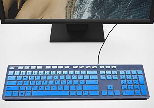 Keyboard Cover Compatible With Dell Wired Keyboard Kb216 & Dell Km636 Km636(V2) Wireless Keyboard, Anti Dust Waterproof Keyboard Protective Skin, Ombre Blue #TOP2